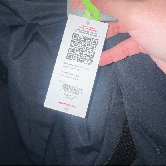 Obermeyer Malta Bib Ski Snow Bib Insulated Overalls in Black - Picture 8 of 16